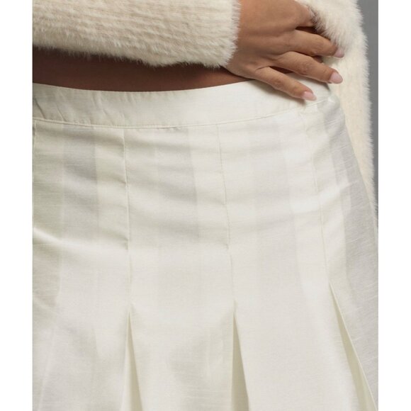 Maeve Anthropologie Pleated Taffeta Mini Skirt Size 8 Ivory - Picture 4 of 8